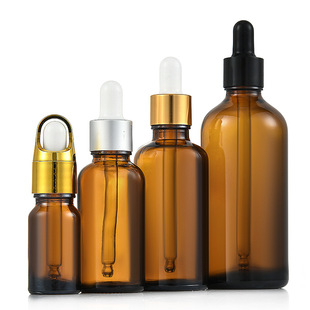 Tea-colored essential oil bottle essence stock solution sub-bottling rubber head dropper bottle dark glass bottle travel portable sample bottle