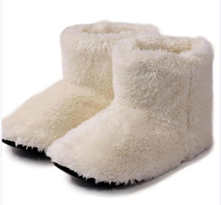 New Autumn and Winter Couple Japanese Style High Boots Bag Heel Moon Shoes Coral Fleece Indoor Boots Home Cotton Shoes Warm Slippers