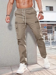 Cross-border Foreign Trade Multi-pocket Men's plus size Woven Overalls Sports Zipper Loose Casual Pants Outdoor Trousers