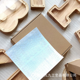 Cross-border Alphabet Piggy Bank Piggy Bank Holiday Gift Transparent Piggy Bank Gift Wooden English Creative Wooden