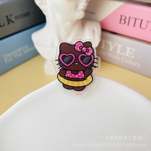 Гавайский черный кожаный Hello Kitty двусторонний акриловый зажим ins девушка милый полипропиленовый зажим мультяшный зажим для хранения канцелярских принадлежностей