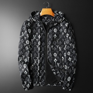 European Station Fashion Brand Printed Men's Hooded Jacket Personalized Youth Slim-fit Jacket Spring and Autumn New Large Size Men's Wear