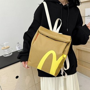 Онлайн красный школьный портфель McDonald's 2024 весна и лето новый бумажный пакет рюкзак женский рюкзак большая сумка студенческая сумка