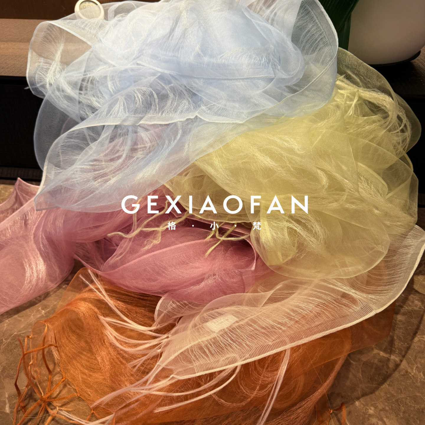 Japanese-Style 100% Mulberry Silk Sheer Scarf with a Luxurious Feel, Stunning Texture, and Tassels, Organza Long Scarf