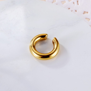 New geometric stainless steel European and American gold unisex European and American style round ear clip earrings 1