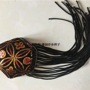 Yi dance hat Xinjiang Uygur hat hat with Braid art exam performance clothing men and women Uygur accessories