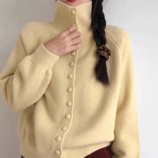 Treasure Girl трикотажный кардиган теплый дикий трикотаж с высоким воротником Новый год красный светло-желтый