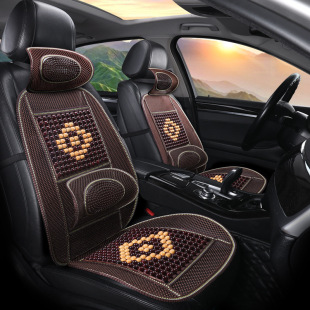 Car Wooden Bead Seat Cushion Summer Mat Car Summer Bamboo Ice Silk Ventilated Breathable Waist Backrest Waist Seat Cushion