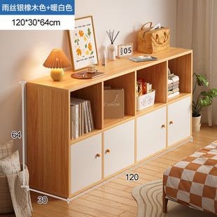 Solid Wood Color Bookshelf Floor Living Room Storage Prellis Cabinet Household Log Style Storage Rack TV Storage Cabinet Low Bookcase
