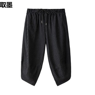 Linen Capri Pants Men's Summer Thin Pants Loose Straight Breeches Chinese Style Cotton Linen Pants Casual Shorts
