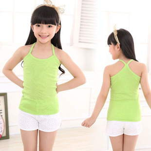 Summer children's cotton vest men's large children's girls small suspenders I-shaped vest base shirt Joker belly wholesale