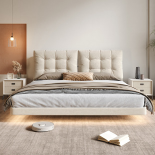 Cloud Storage Bed Cream Wind Suspension Bed Modern Simple Light Luxury Master Bedroom Big Bed High Box Low Box Soft Bag Double Bed