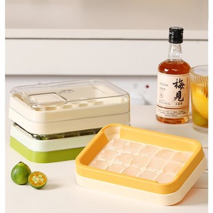 Food Grade Ice Box with Lid Household Large Capacity Ice Cube Mold Silicone Homemade New Press Ice Cube Mold Box