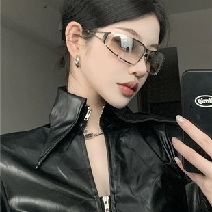 Advanced Texture Y2K Sunglasses Metal Hollow Water silver 2024 Women's European and American Personality Hot Girl Photographing Sunglasses