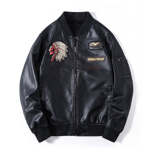 Pilot Motorcycle Leather Jacket Men's Loose This Year's Autumn and Winter Clothing Korean Style Fashionable Duffy Handsome Jacket Fashionable Leather Jacket Embroidered