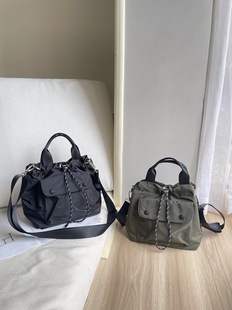 Foreign Trade Casual small size Drawstring Bucket Bag All-match Waterproof Lightweight Camouflage Nylon Cloth Handbag Shoulder Crossbody Bag