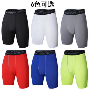In stock sports fitness cropped pants men's basketball sweat-absorbent quick-drying PRO high elastic tight running training bottoming shorts