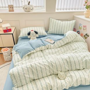 Small fresh 60 cotton four-piece set platinum cotton small floral cotton printed bed sheet quilt cover three-piece set Wholesale