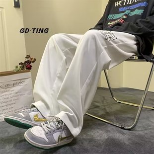 American Heavy Pants Men's Summer Thin High Street hiphop Fashionable Brand Loose Straight Sports Wide Leg Casual Pants