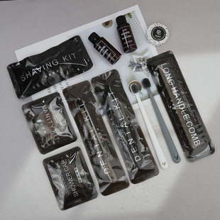 Disposable toiletries toothbrush with toothpaste comb razor shower cap shampoo shower gel a complete set