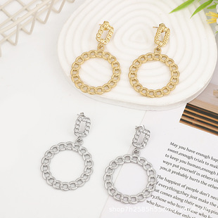 INS style high sense earrings women's square check stainless steel earrings vintage fashion Europe and the United States wholesale