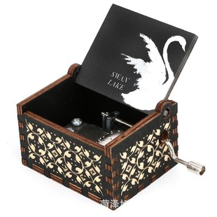 Cross-border wooden Swan Lake music box laser engraving holiday gift puzzle wooden hand-held movement music box