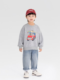 Xianao 2025 Spring New Children's Pants Children's Korean-style Letter Embroidered Jeans Trendy Loose Pants for Boys and Girls