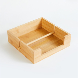 Desktop Tissue Paper Drawer Square Bamboo Tissue Storage Box Napkin Box Advertising Tissue Box Cross-Border Wholesale