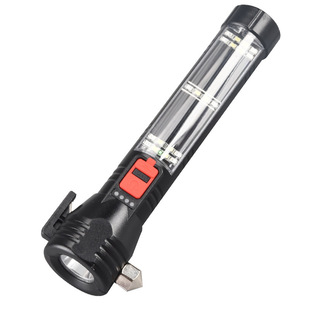 Cross-border new outdoor multi-function cob camping light auto repair work light strong light safety hammer magnet flashlight