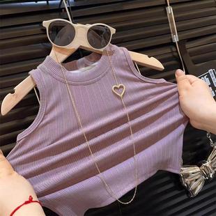 Летний набор для девочек 2025 baby baby премиум-класса фиолетовый жилет топ торт tutu юбка набор из двух частей