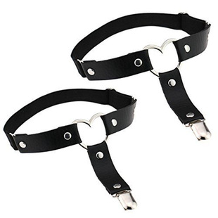 European and American Harajuku Punk Love Shape Leather Leg Ring Non-slip Thigh Clip Socks Leg Ring Duckbill Clip Garter Belt Accessories
