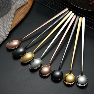304 Stainless Steel Spoon Long Handle Ice Spoon Korean Bar Mixing Spoon Dessert Pointed Ice Spoon Coffee Spoon