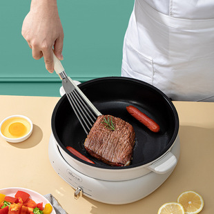 Silicone Stainless Steel Shovel Frying Fish Household Silicone Handle Frying Shovel Fan-shaped Butterfly Leakage Shovel High Temperature Resistant Non-stick Pan Hollow Shovel