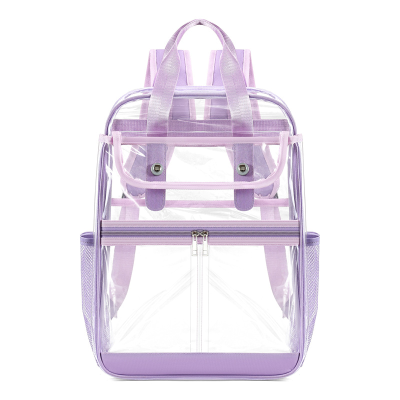 Spot Amazon Cross border Supply Transparent Backpack PVC Backpack PVC Schoolbag High Capacity Student Schoolbag