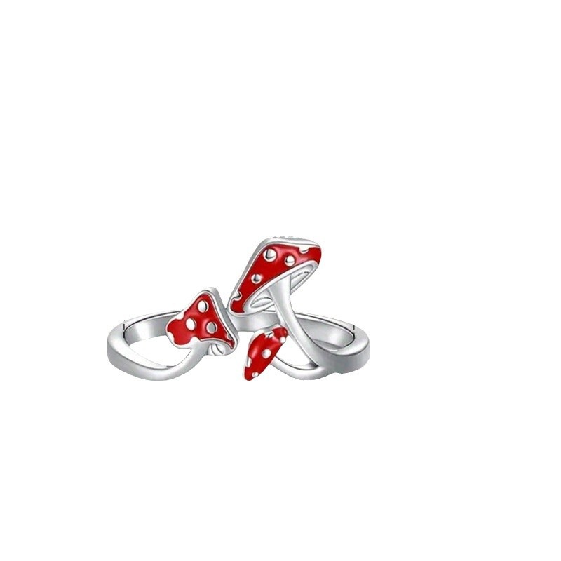 TEMU Cross-border New Red Mushroom Ring Fresh Cute Simple Ring