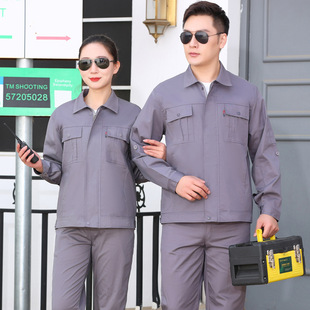 Solid color summer workwear cotton sweat-absorbent breathable installation and maintenance labor protection construction site handling factory workshop clothes