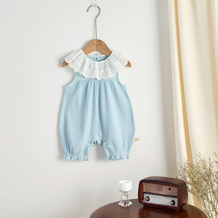 Summer New Baby Lace Collar Cotton Pit Strip Unibody Clothes Baby Girl Going Out Stylistype Climbing Clothes Wrap Hap Clothes