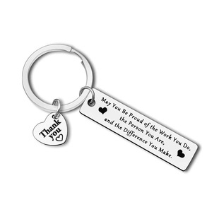 Cross-Border Hot-Selling Stainless Steel Laser Engraved Keychain Gift for Friends, Colleagues, Teachers, Love Pendant