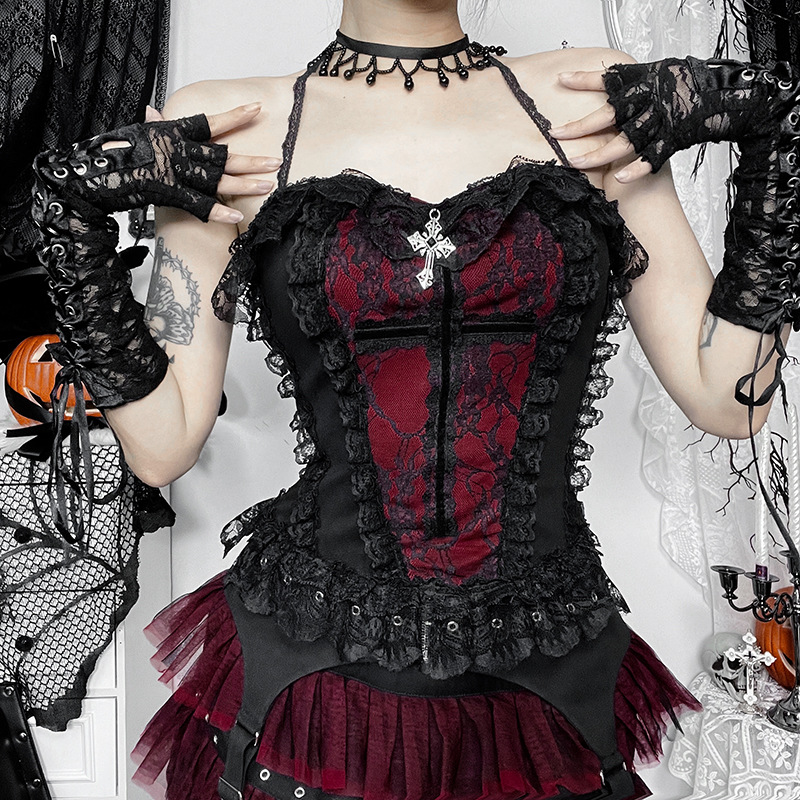 Duchess of XS24290 Strapless Chain Top Women's Halloween European and American Fashion Spice Girls Sexy All-match Vest