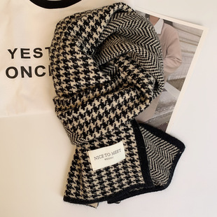 Houndstooth Scarf Women's Winter 2024 New Korean Joker Student Couple Knitted Warm Scarf Factory Outlet