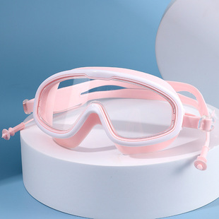 Children's swimming goggles cartoon HD waterproof anti-fog silicone swimming cap for boys and girls professional diving swimming glasses wholesale