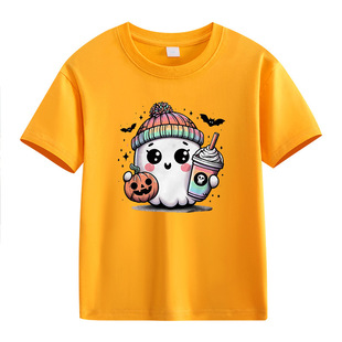 Children's Clothing Parent-Child Class Clothing Clothing Summer Solid Color Cute Graphic Printing Cotton Short-Sleeved T-Shirt Fixed Printing logo