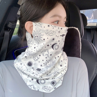 Sunscreen veil women's summer face protection face cover Silk Scarf mask full face cover sun mask neck neck protection ear hanging thin