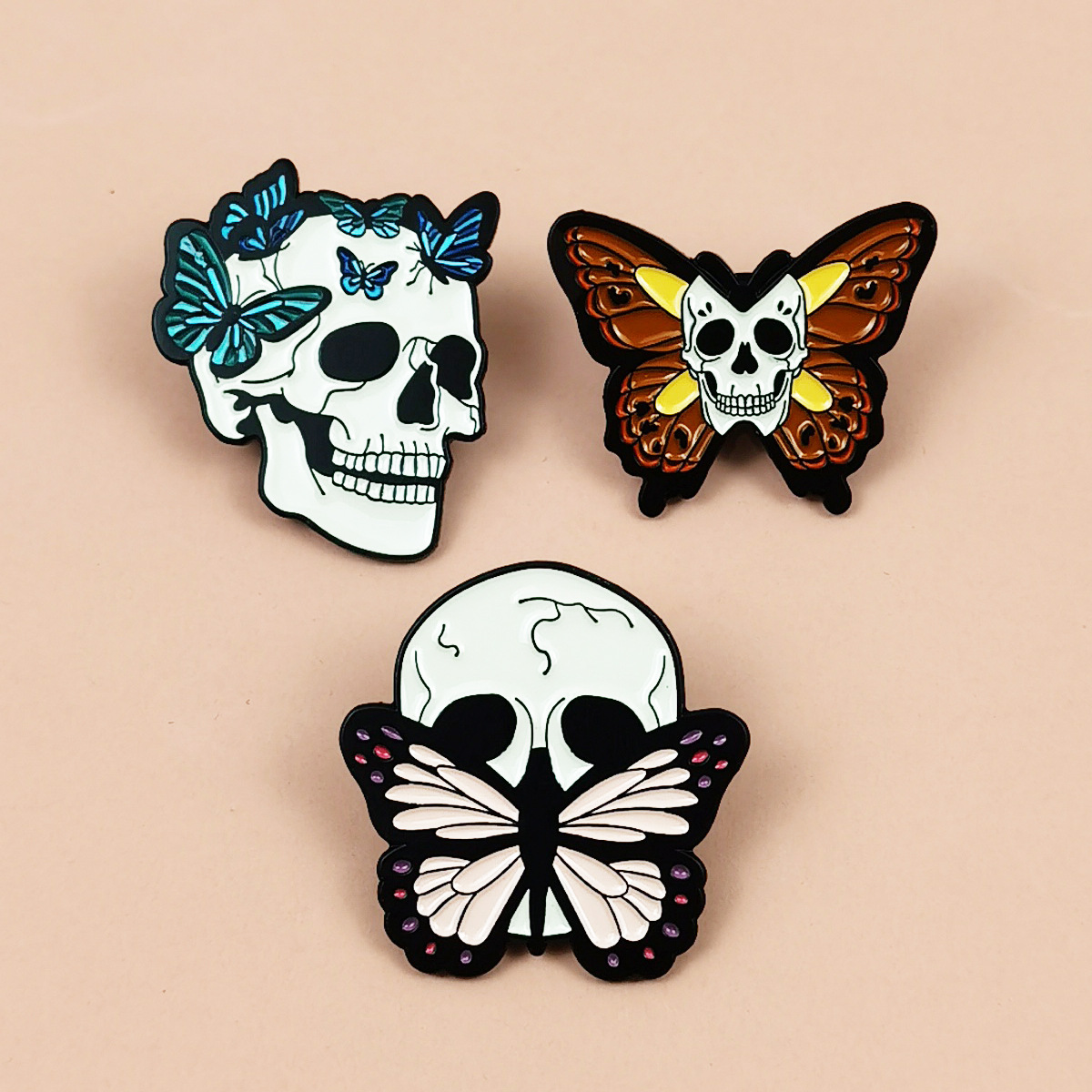 Punk Style Butterfly Skull Brooch European and American Creative Halloween Accessories Clothing Backpack Pin Badge Accessories