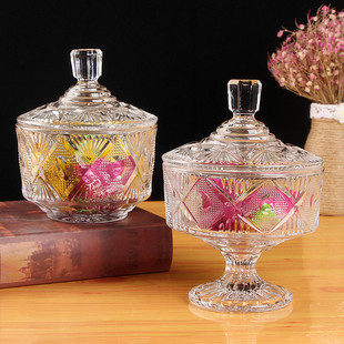 Transparent Glass Candy Jar with Lid Home Furnishings Tall Candy Snack Jar Jewelry Festival Event Promotion Gift