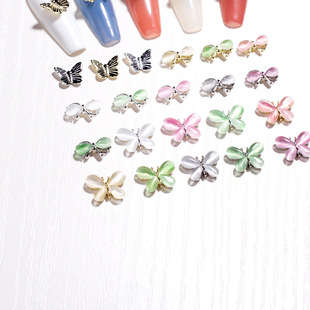 2022 three-dimensional butterfly nail accessories nail bow cat's eye stone decorations diy nail diamond jewelry wholesale