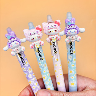 Sanrio Hello Kitty Press Eraser Pen Gel Pen Merlot Patch Girl's Heart Cute Creative 0.5mm