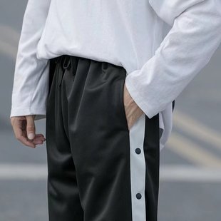 Spring and summer toe side-breasted pants men's basketball American high street button sports pants training pants tide