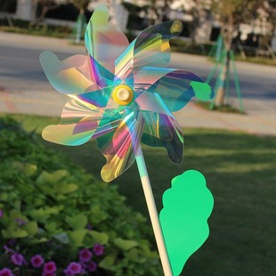 Colorful laser windmill toys large children outdoor decorative props diy handmade material bag toys wholesale