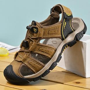 Fashion Classic Summer High-quality Cow Leather Handmade Shoes Outdoor Beach Large Size Men's Sandals